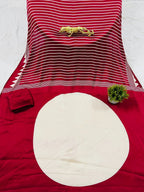 Ajrakh Printed Semi Gaji Silk Saree With Ajrakh Blouse