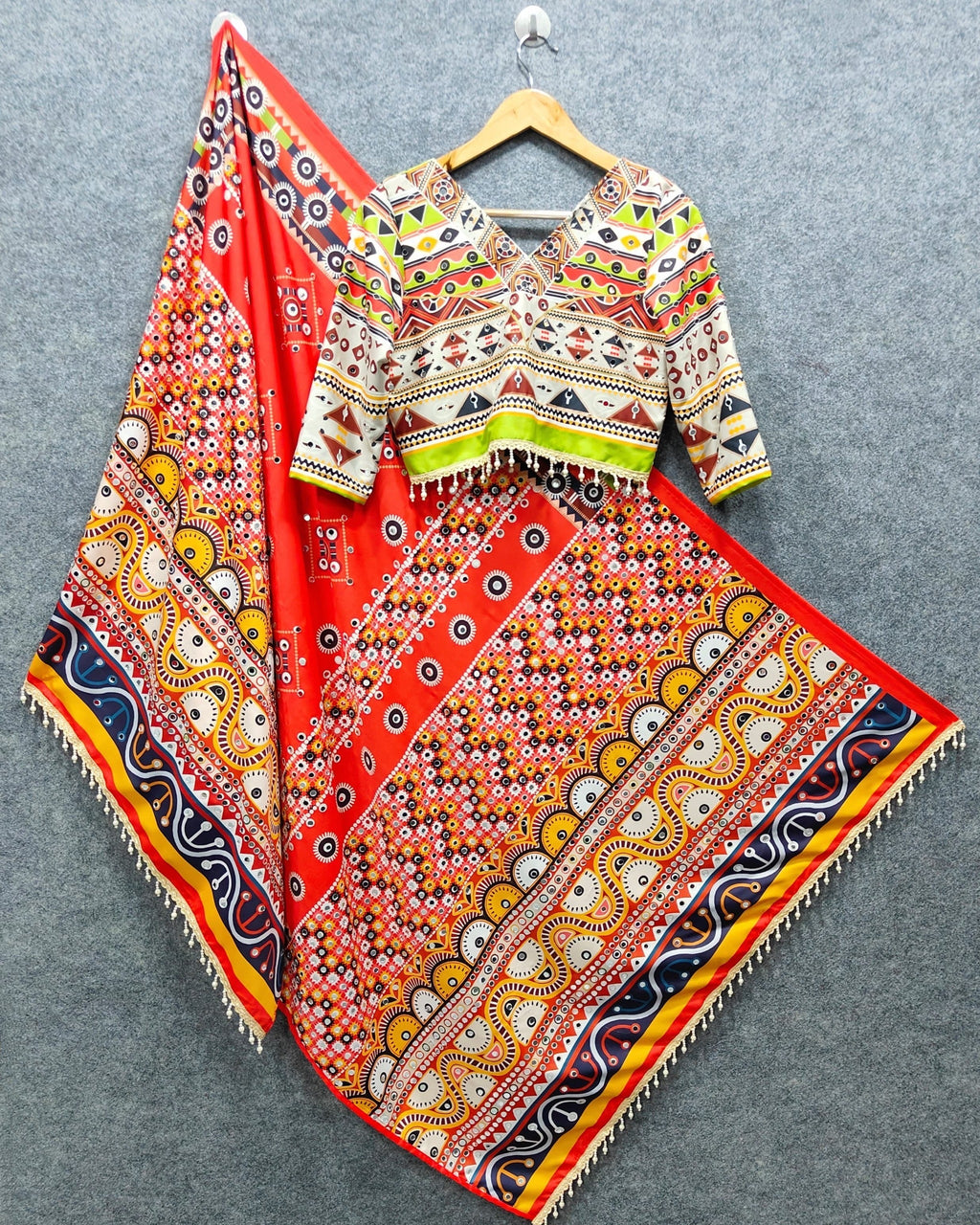 Green Color Soft Butter Silk Chaniya Choli | Fancy Digital with Real Mirror Work for Traditional Wear