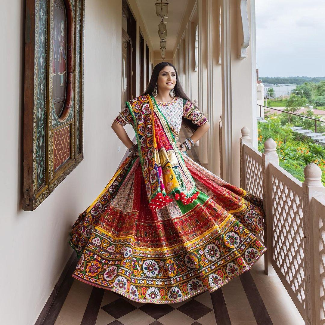 Multi Color Soft Butter Silk Chaniya Choli | Fancy Digital with Real Mirror Work for Traditional Wear