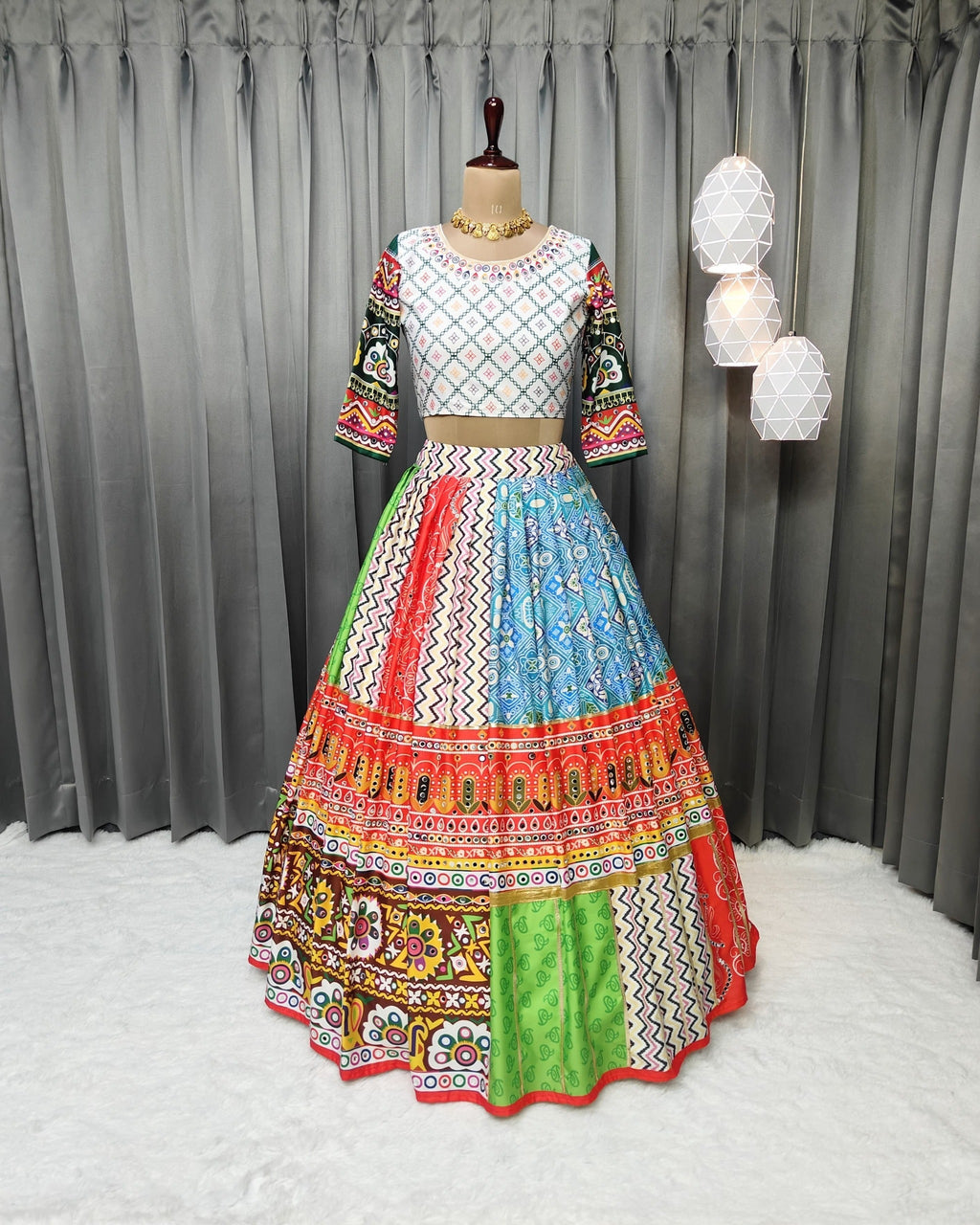 Multi Color Soft Butter Silk Chaniya Choli | Fancy Digital with Real Mirror Work for Traditional Wear