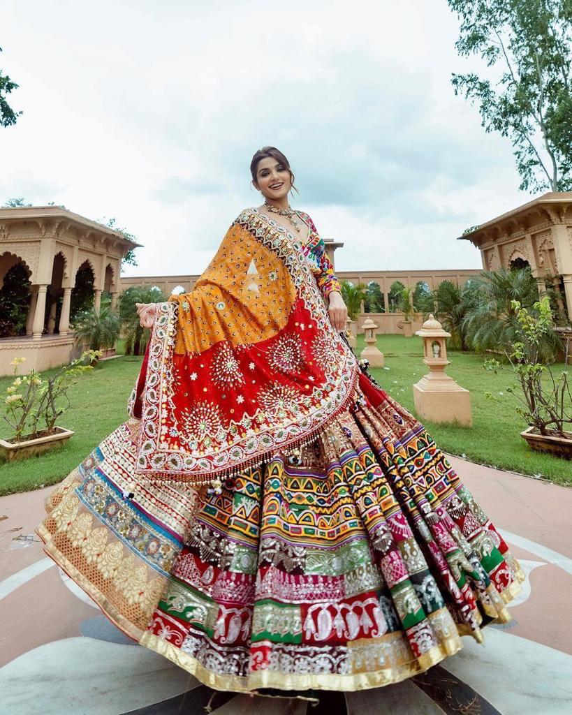 Multi Color Soft Butter Silk Chaniya Choli | Fancy Digital with Real Mirror Work for Traditional Wear