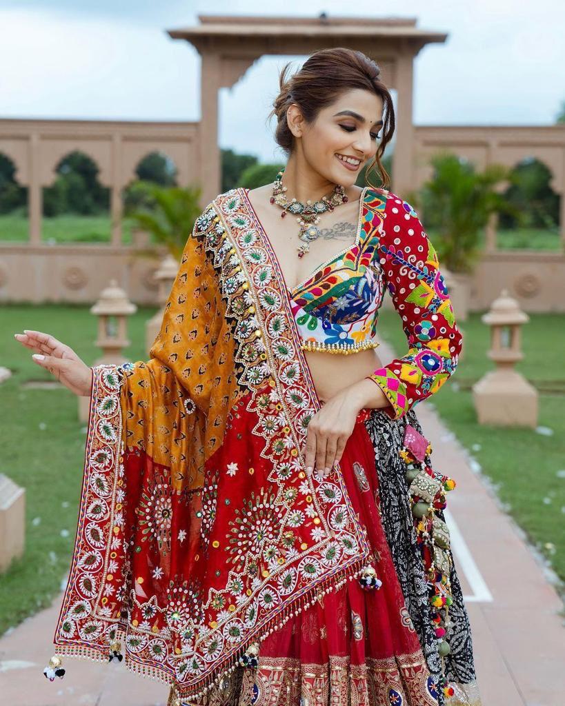 Multi Color Soft Butter Silk Chaniya Choli | Fancy Digital with Real Mirror Work for Traditional Wear