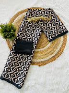 Black Ajrakh Primum Modal Silk Saree With Blouse
