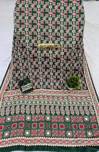 Dark Green Ajrakh Primum Modal Silk Saree With Blouse