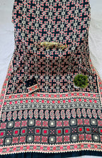 Black Ajrakh Primum Modal Silk Saree With Blouse