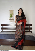 Ajrakh Primum Modal Silk Saree With Blouse