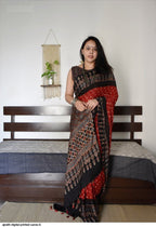 Ajrakh Primum Modal Silk Saree With Blouse