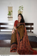 Ajrakh Primum Modal Silk Saree With Blouse