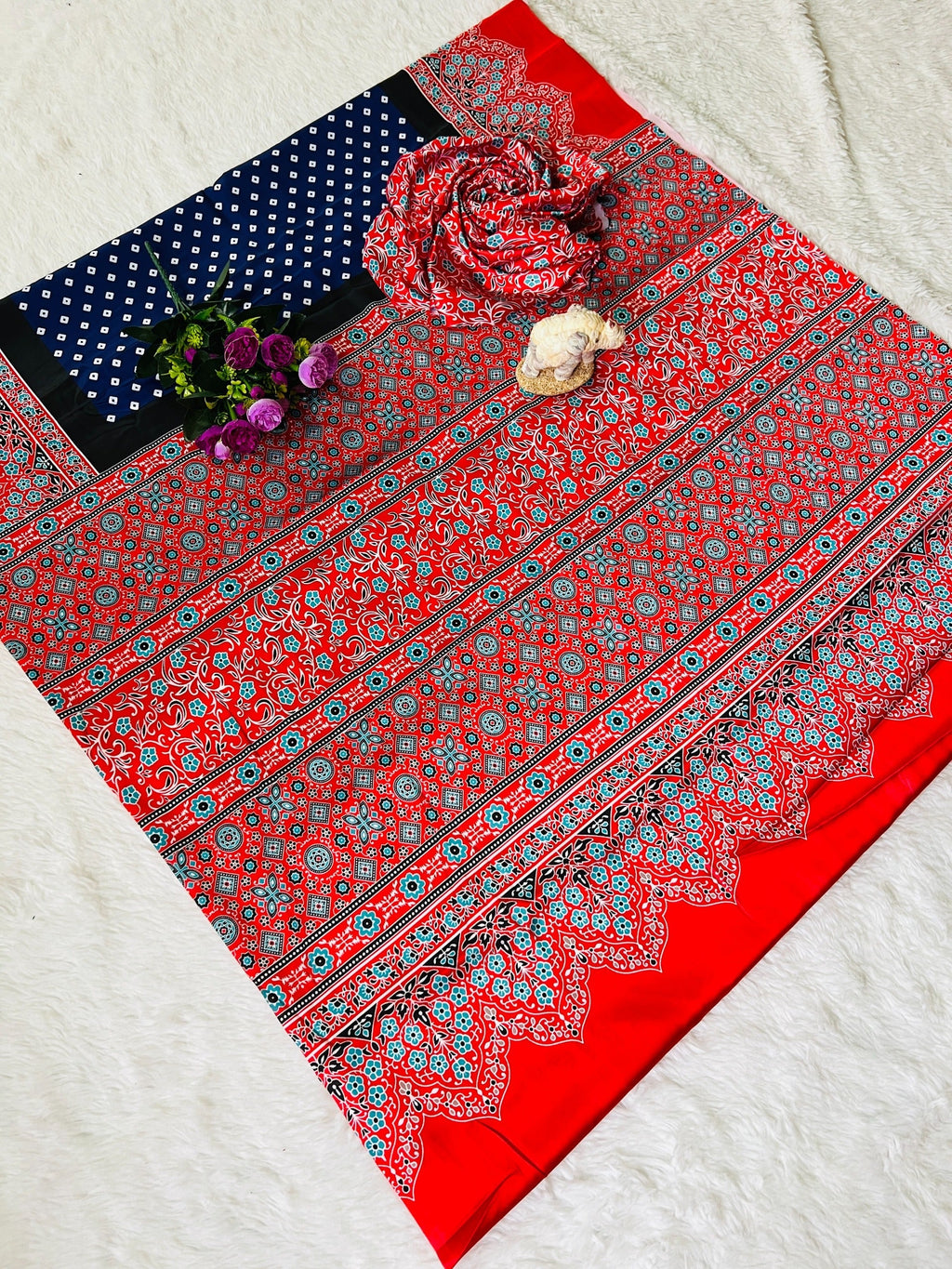 Ajrakh Primum Modal Silk Saree With Blouse