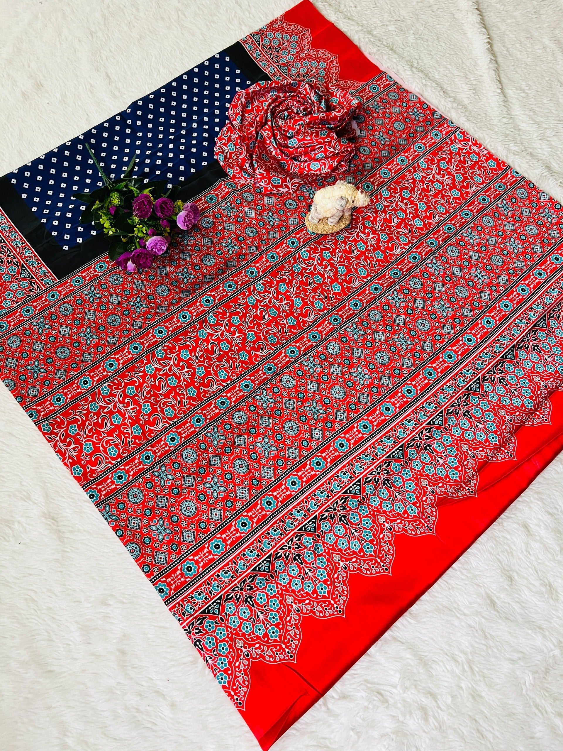 Ajrakh Primum Modal Silk Saree With Blouse