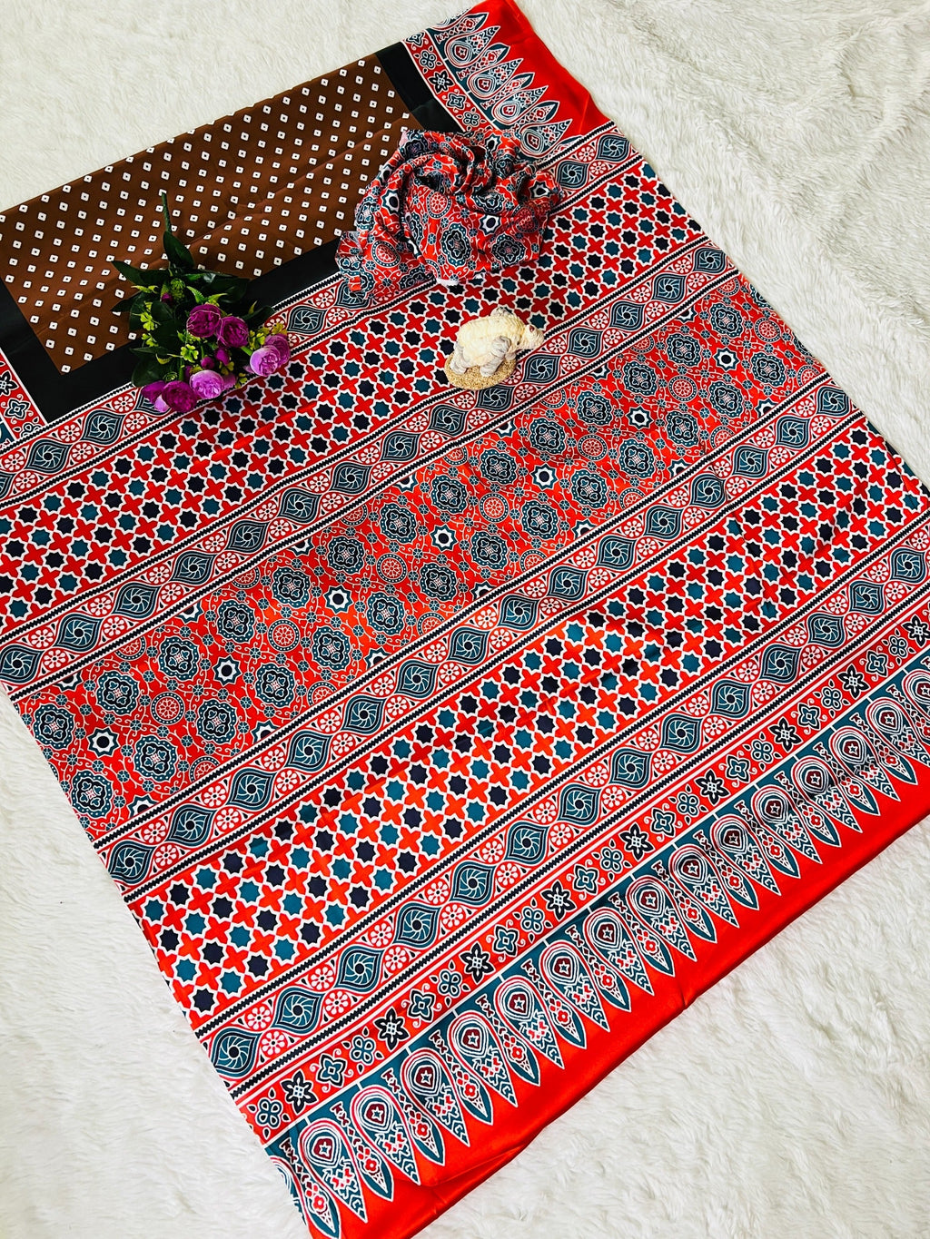 Ajrakh Primum Modal Silk Saree With Blouse