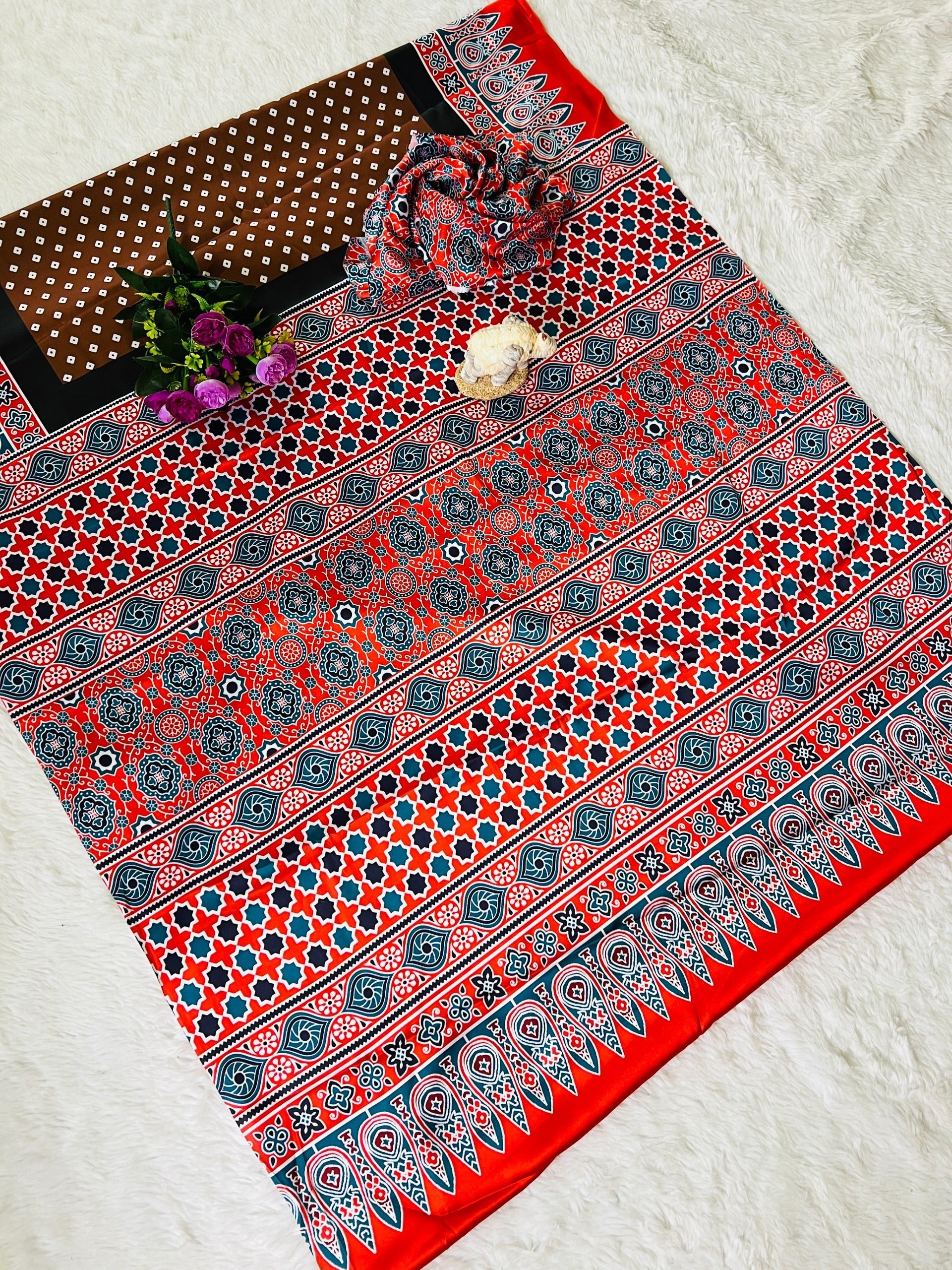 Ajrakh Primum Modal Silk Saree With Blouse