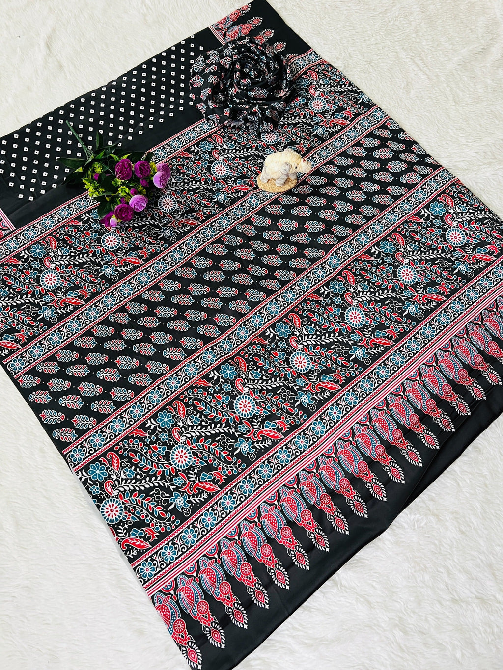 Ajrakh Primum Modal Silk Saree With Blouse