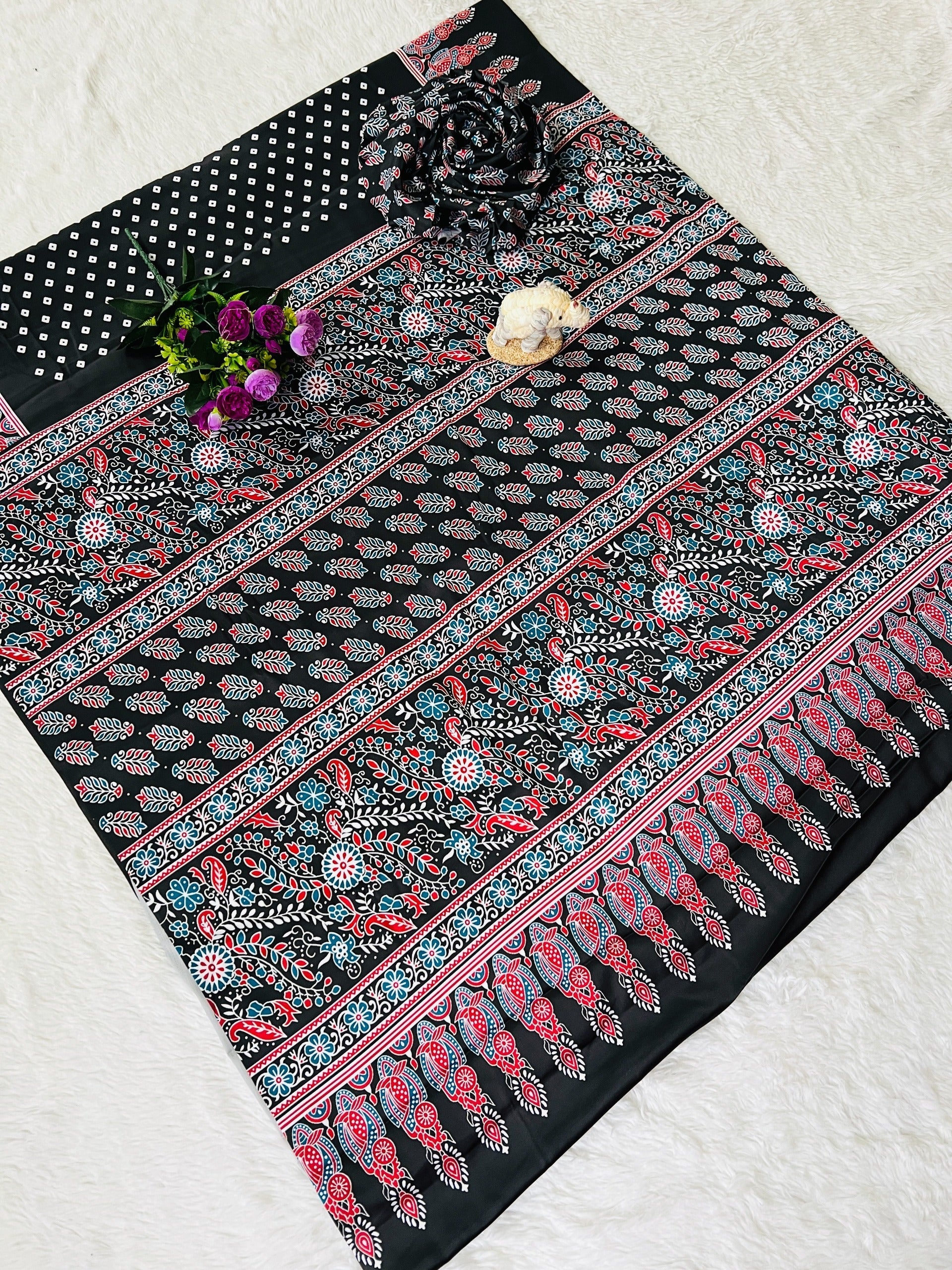 Ajrakh Primum Modal Silk Saree With Blouse