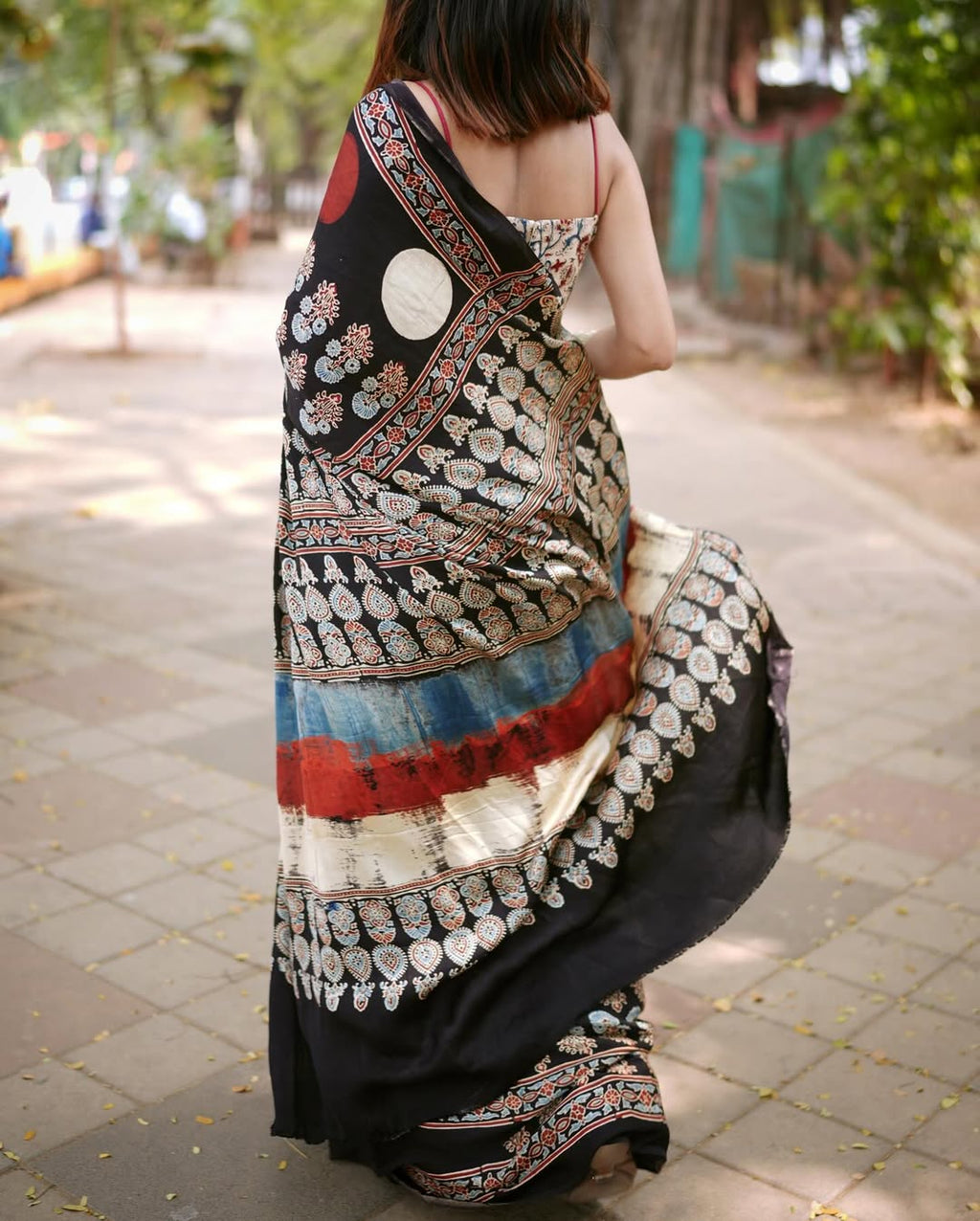 Ajrakh Primum Modal Silk Saree With Blouse