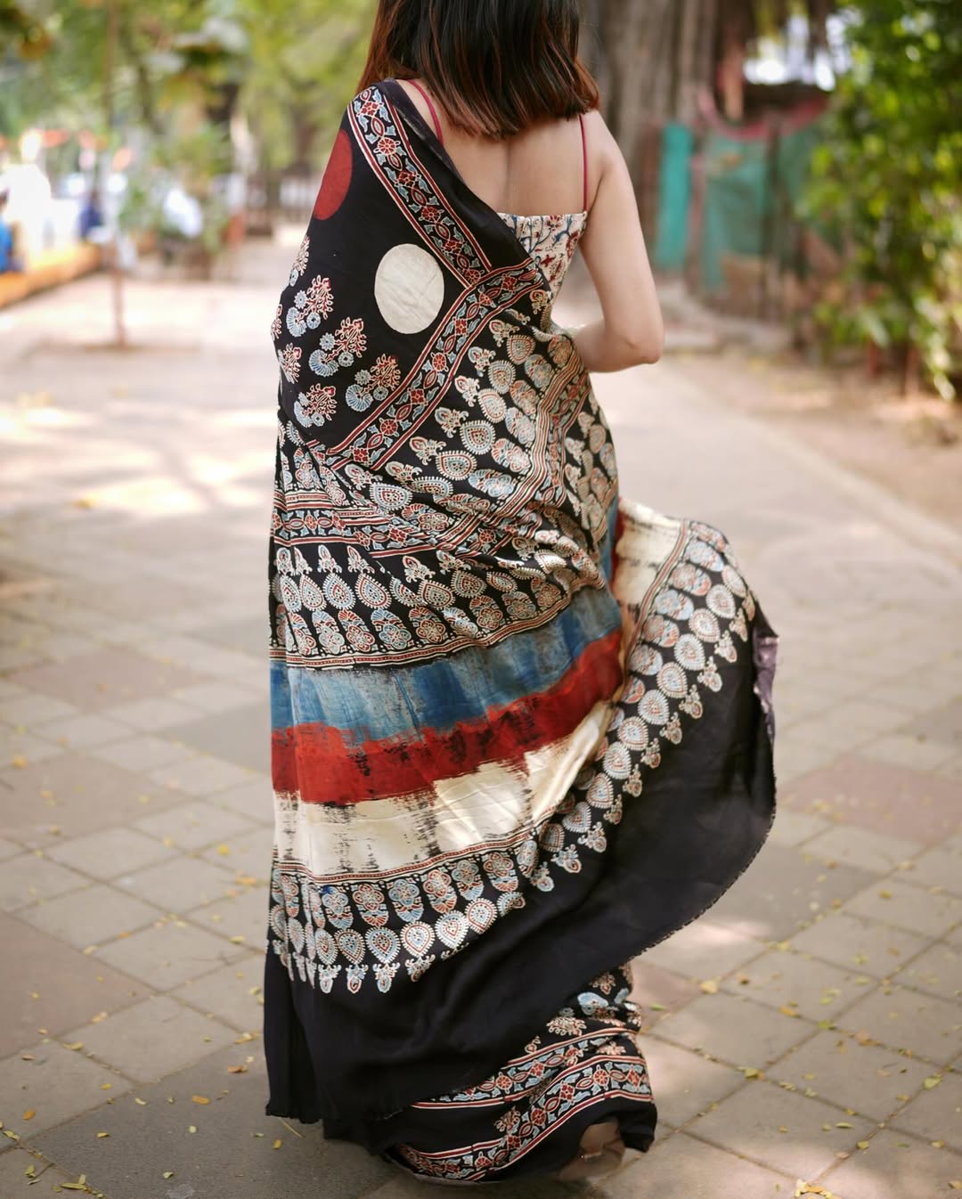 Ajrakh Primum Modal Silk Saree With Blouse