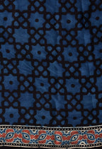 Blue Ajrakh Printed Soft Gaji Silk Natural Print Saree