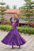 Purple Navratri Gown Faux Georgette with Heavy Gamathi Mirror Work Dandiya Nights