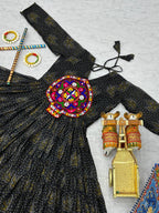 Black Navratri Gown Faux Georgette with Heavy Gamathi Mirror Work Dandiya Nights