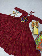 Red Navratri Gown Faux Georgette with Heavy Gamathi Mirror Work Dandiya Nights