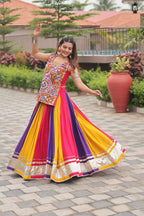 Gamthi Work Navratri Lehenga Choli Multi Color Cotton Traditional Set
