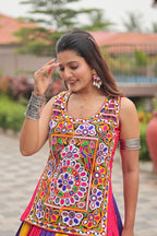 Gamthi Work Navratri Lehenga Choli Multi Color Cotton Traditional Set