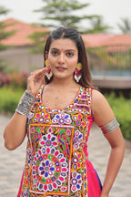 Gamthi Work Navratri Lehenga Choli Multi Color Cotton Traditional Set