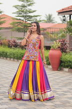 Gamthi Work Navratri Lehenga Choli Multi Color Cotton Traditional Set