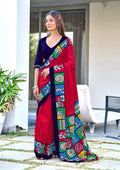 Red Designer Soft Cotton Saree