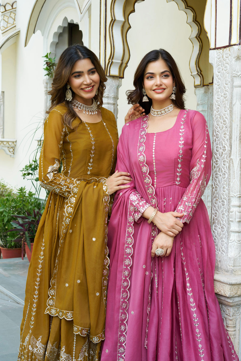 Premium Star Georgette Sequin Embroidery Gown with Dupatta Perfect for Diwali Special Offer