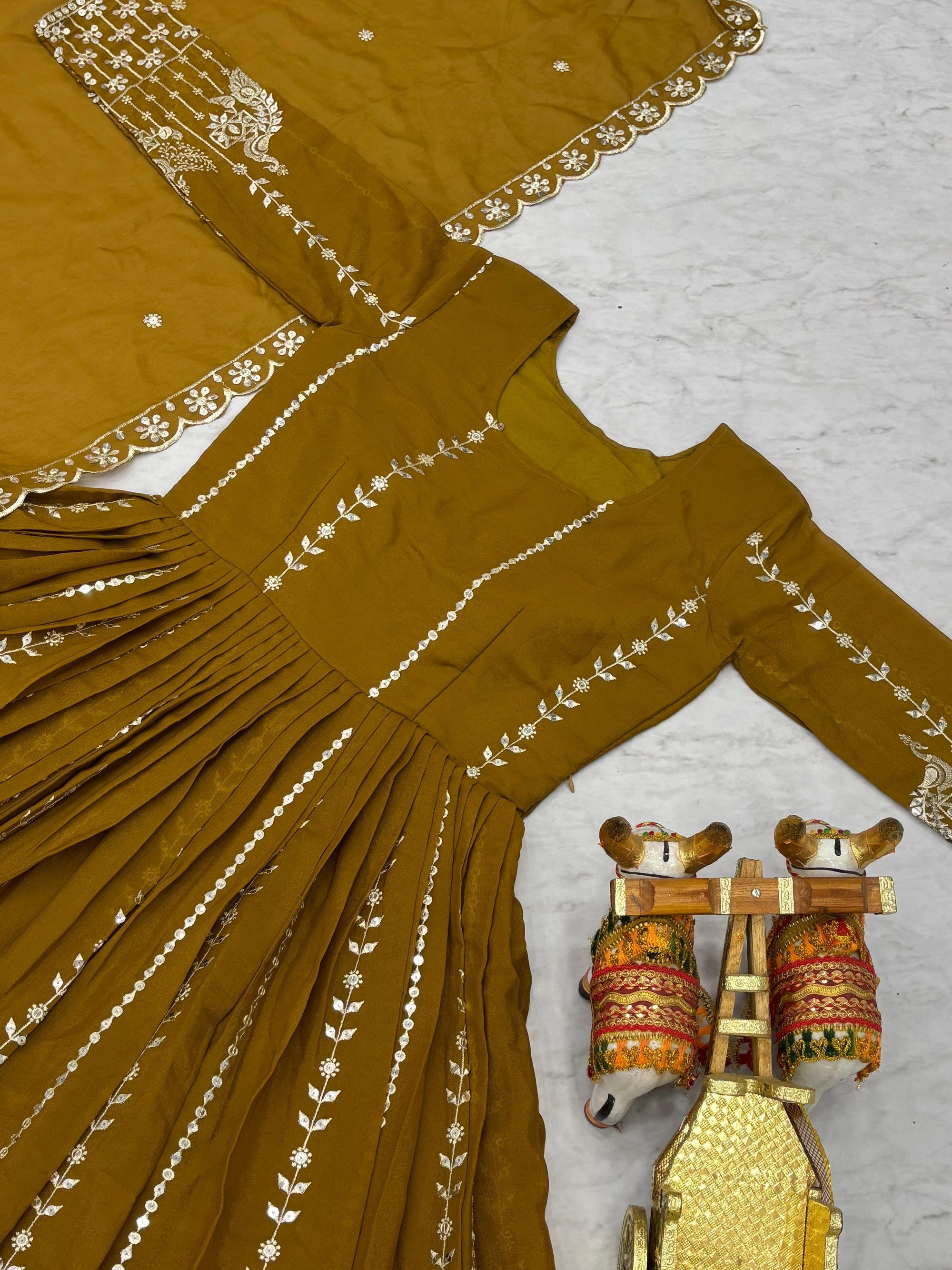 Premium Star Georgette Sequin Embroidery Gown with Dupatta Perfect for Diwali Special Offer