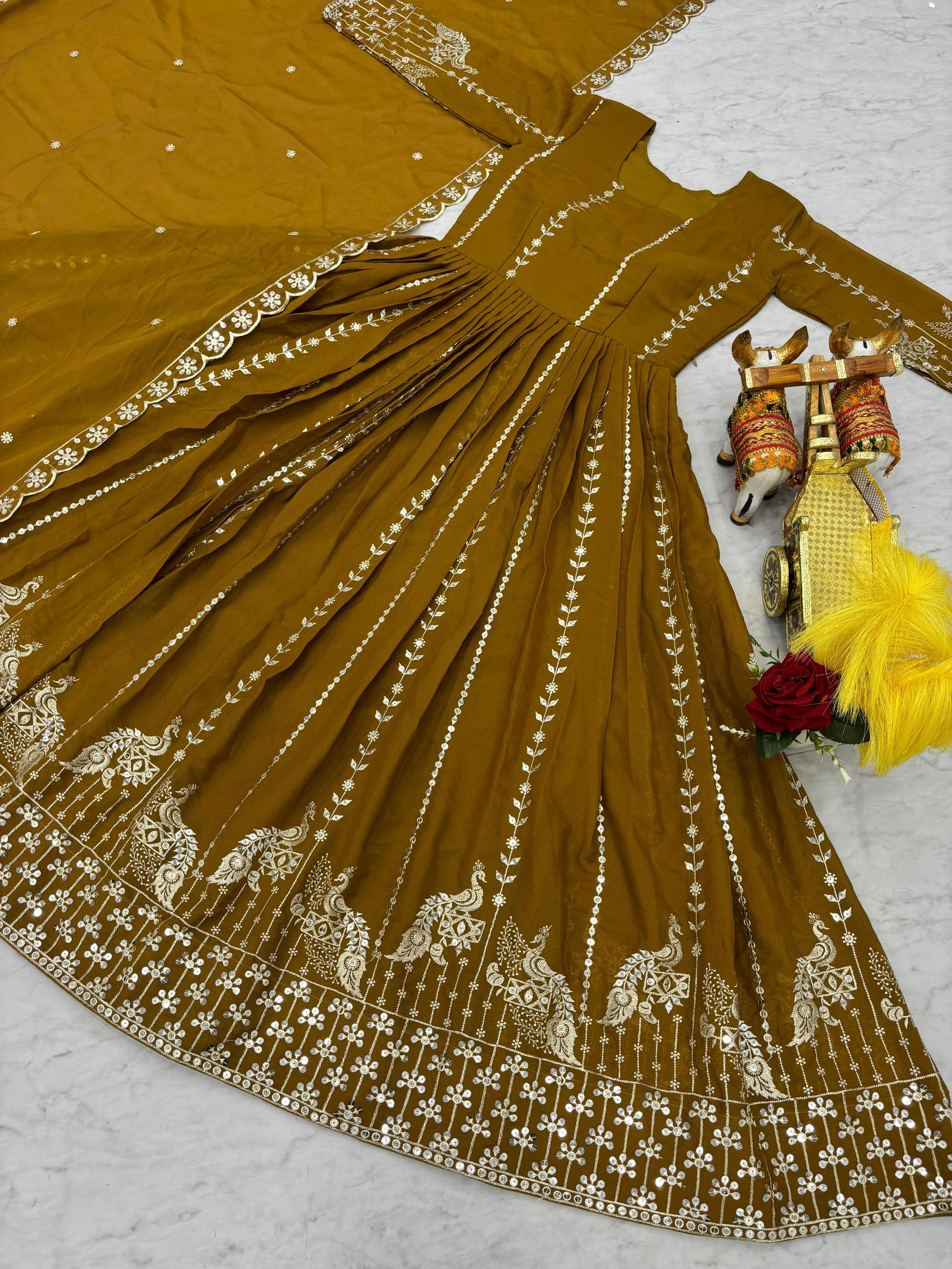 Premium Star Georgette Sequin Embroidery Gown with Dupatta Perfect for Diwali Special Offer