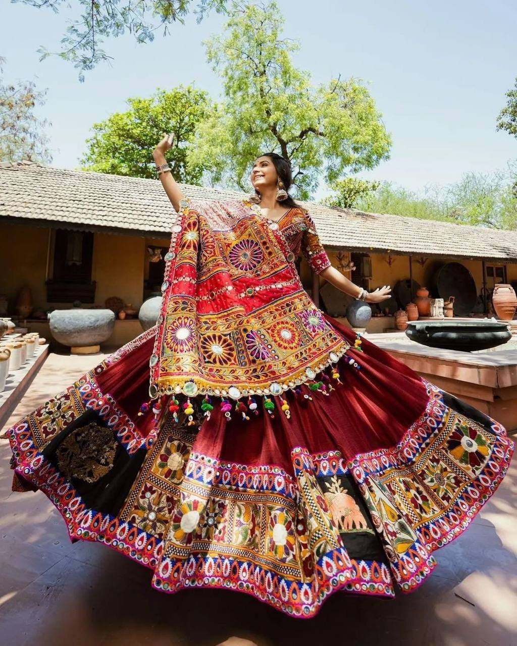 Muslin Cotton Chaniya Choli | Fancy Digital with Real Mirror Work for Traditional Wear