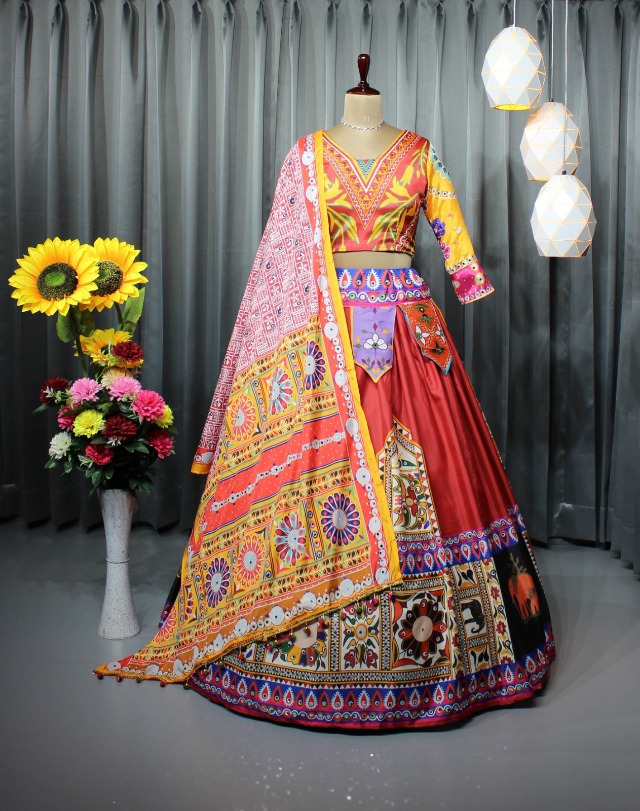 Muslin Cotton Chaniya Choli | Fancy Digital with Real Mirror Work for Traditional Wear