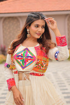 Garba Special: Heavy Cotton Lehenga Choli with Flared Jacket & Gamthi Work