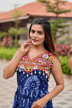 Celebrate The Spirit Of Navratri In This Vibrant Faux Georgette Gamthi Work Gowns