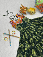 Green Celebrate The Spirit Of Navratri In This Vibrant Faux Georgette Gamthi Work Gowns