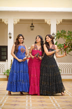 Royal Blue Georgette Gown with Gamathi Work Ideal for Dandiya Celebrations