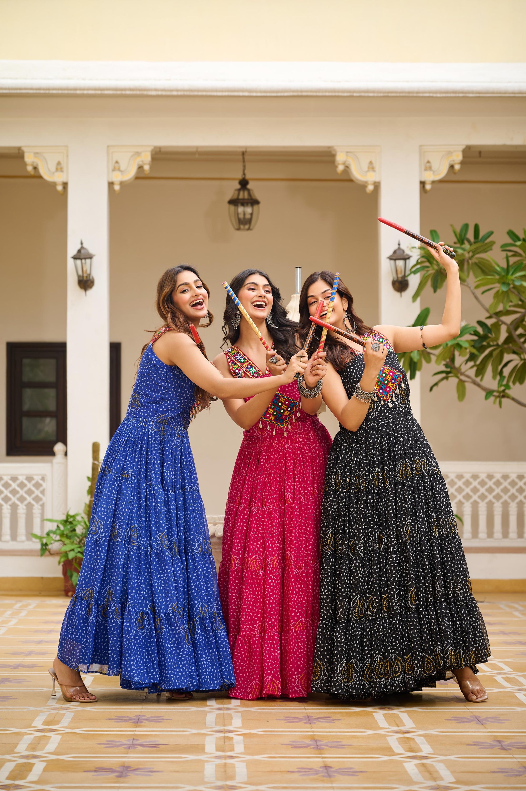 Royal Blue Georgette Gown with Gamathi Work Ideal for Dandiya Celebrations