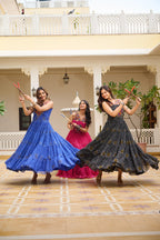 Royal Blue Georgette Gown with Gamathi Work Ideal for Dandiya Celebrations