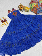 Royal Blue Georgette Gown with Gamathi Work Ideal for Dandiya Celebrations