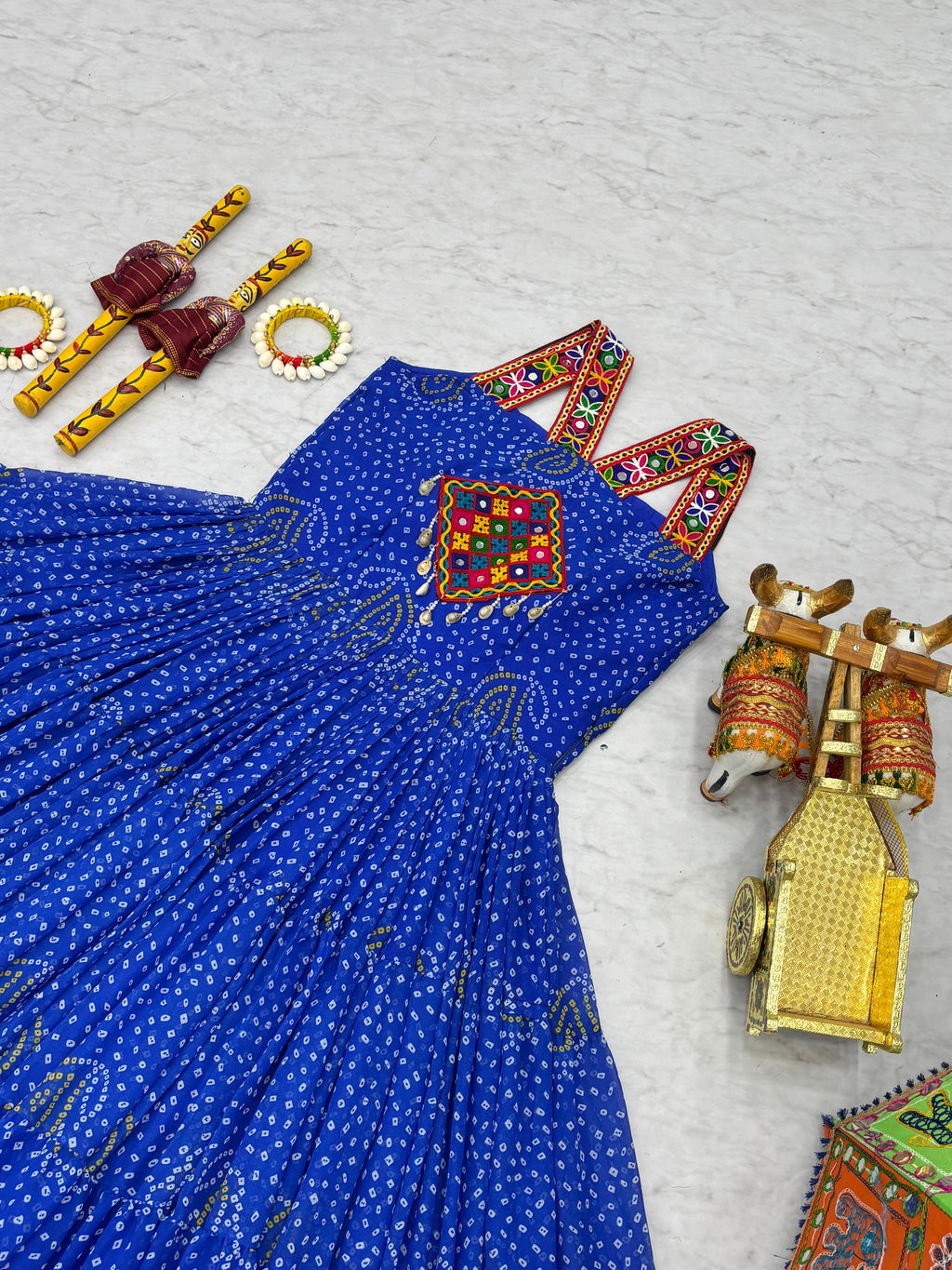 Royal Blue Georgette Gown with Gamathi Work Ideal for Dandiya Celebrations