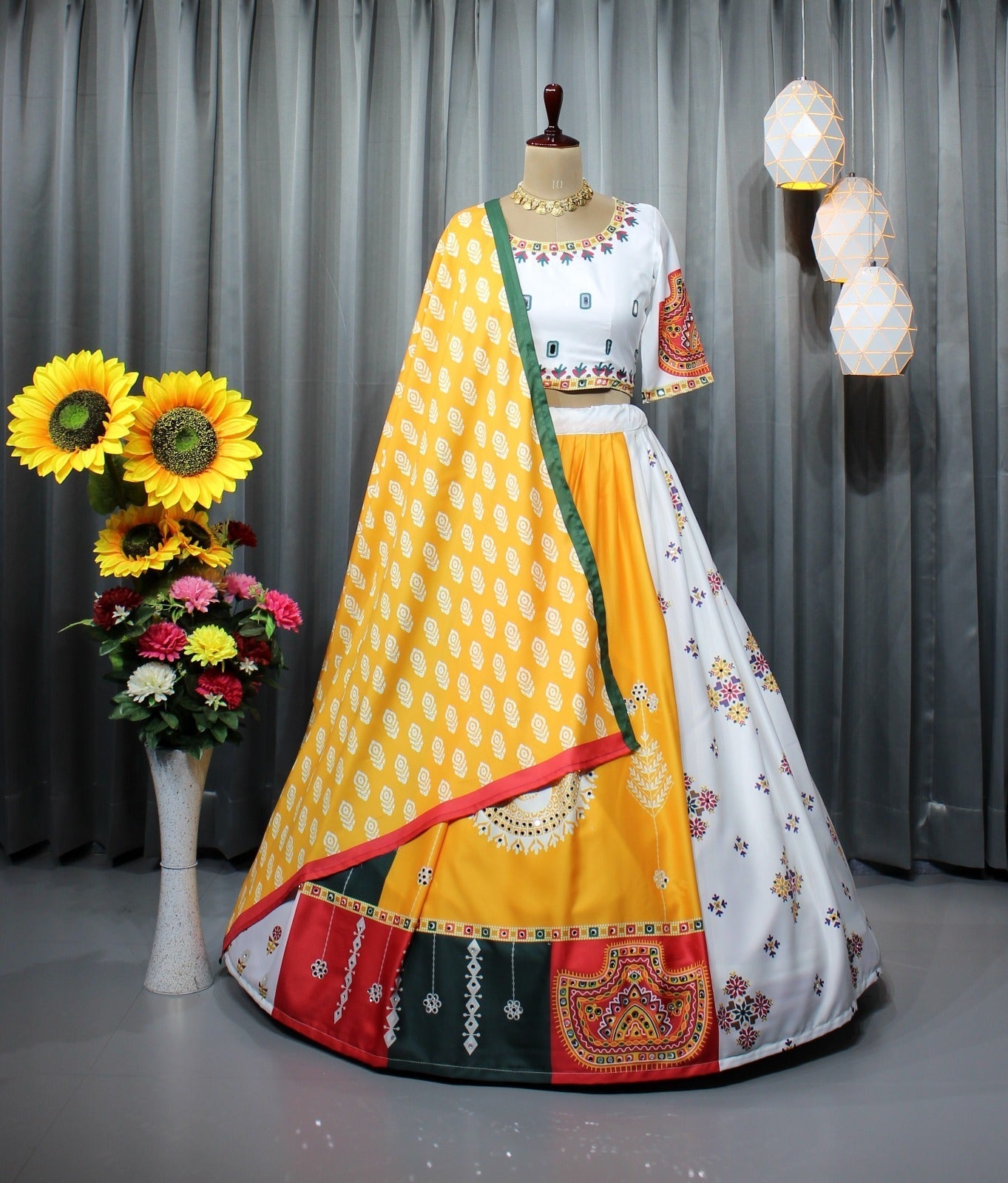 Multi Color Soft Butter Silk Chaniya Choli | Fancy Digital with Real Mirror Work for Traditional Wear