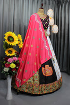 Black White Soft Butter Silk Chaniya Choli | Fancy Digital with Real Mirror Work for Traditional Wear