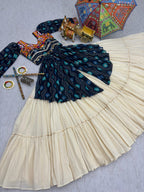 Blue Navratri Lehenga With Fancy Top With Gamthi Patch and Mirror Lace