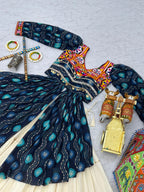 Blue Navratri Lehenga With Fancy Top With Gamthi Patch and Mirror Lace