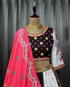 Black White Soft Butter Silk Chaniya Choli | Fancy Digital with Real Mirror Work for Traditional Wear