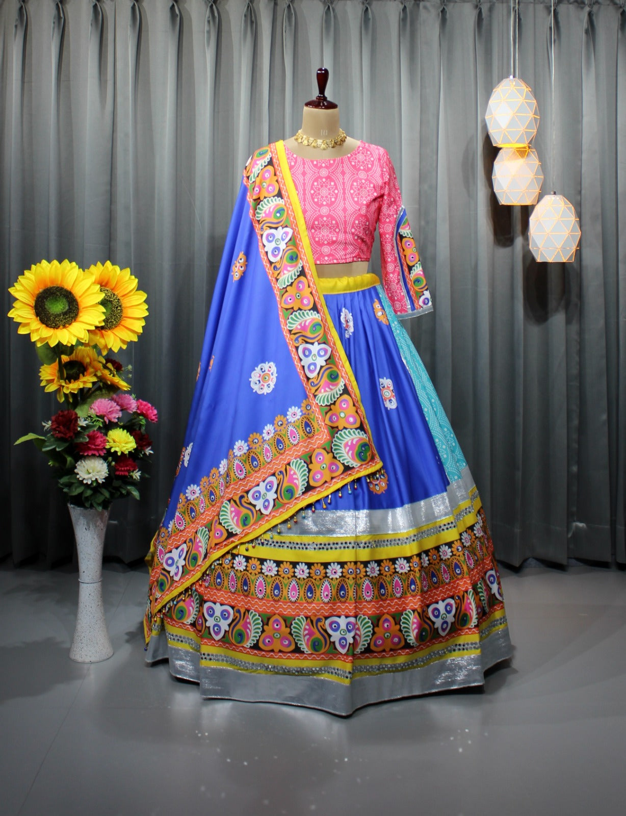 Multi Soft Butter Silk Chaniya Choli | Fancy Digital with Real Mirror Work for Traditional Wear