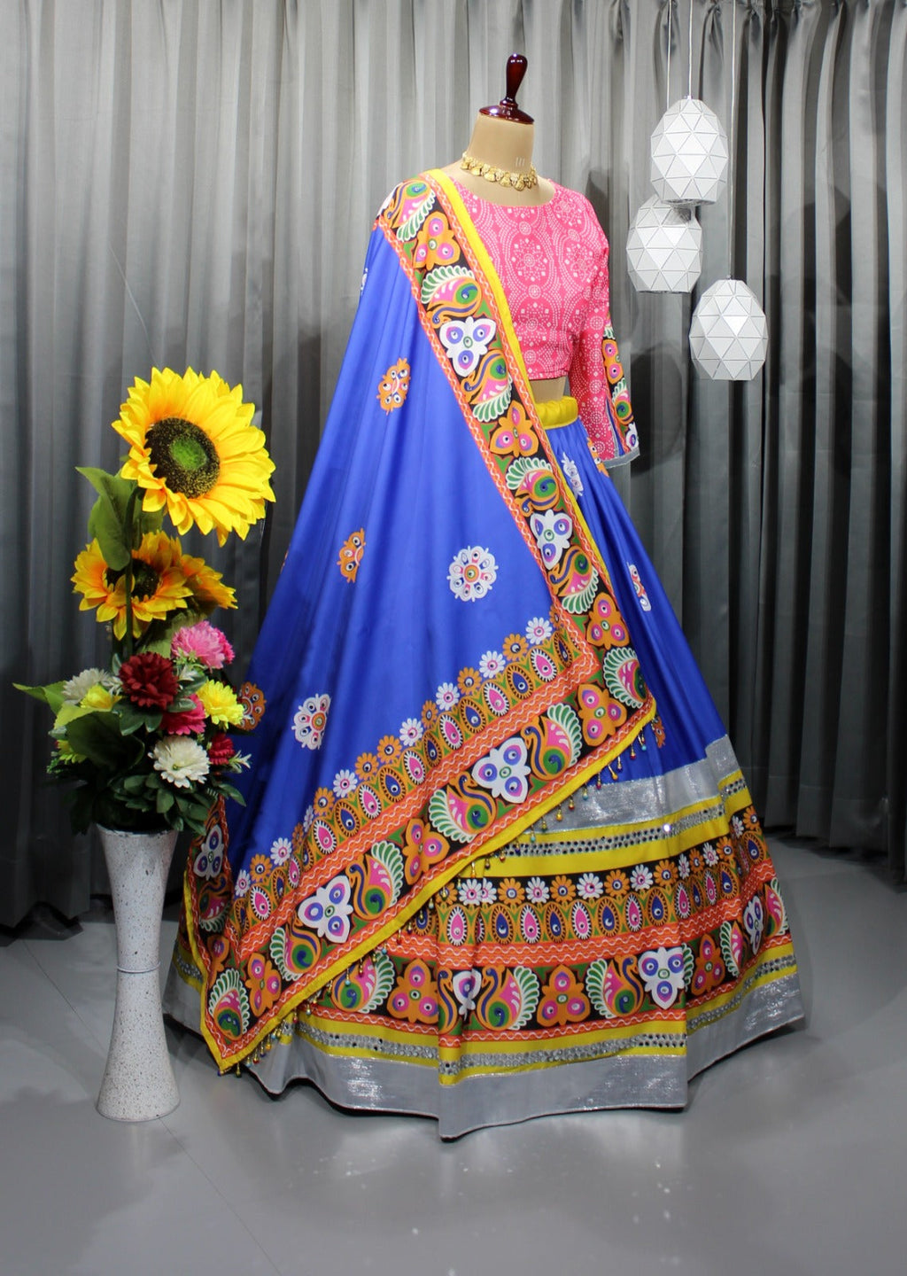 Multi Soft Butter Silk Chaniya Choli | Fancy Digital with Real Mirror Work for Traditional Wear