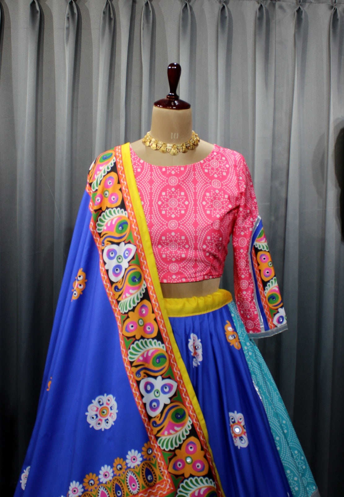Multi Soft Butter Silk Chaniya Choli | Fancy Digital with Real Mirror Work for Traditional Wear